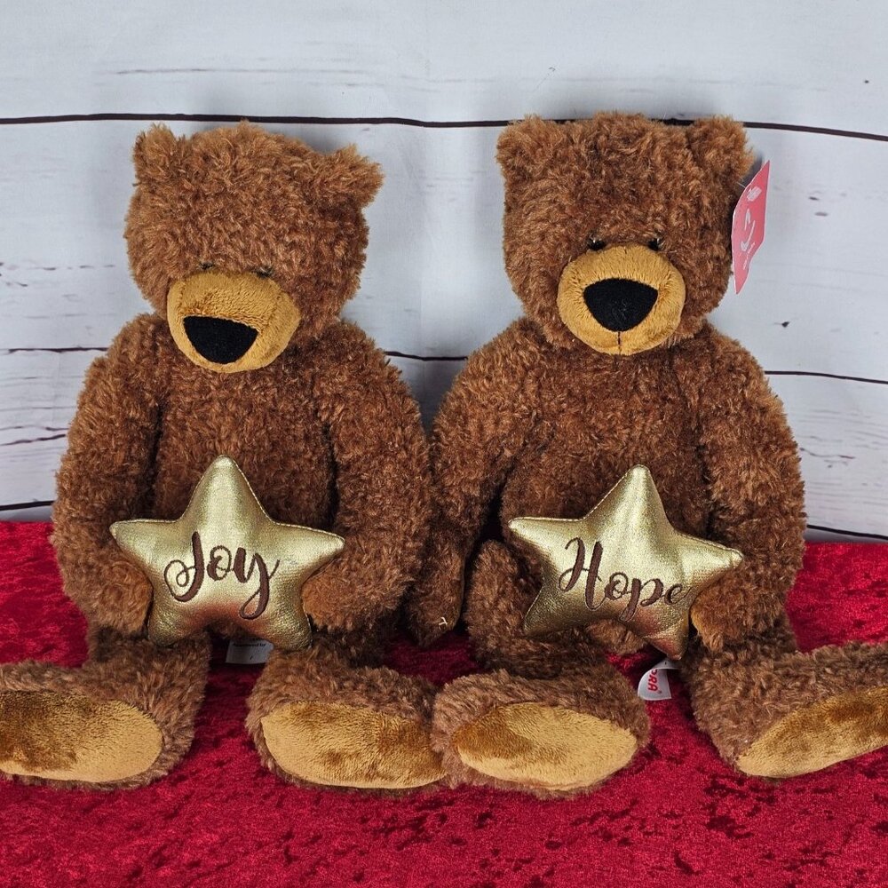 Aurora World 12" Holiday Message Teddy Bear Plush Holding Gold Star w/ Tag